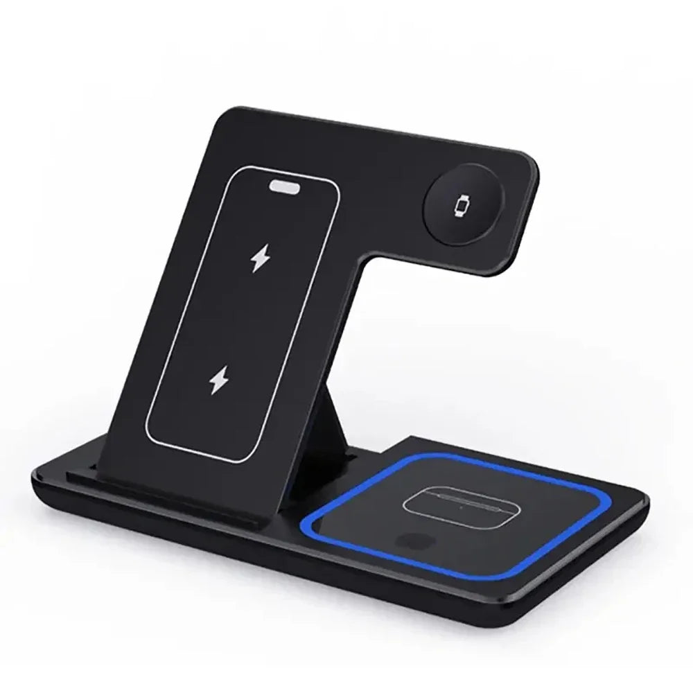 3 In 1 LED Fast Wireless Charger Stand Foldable Charging Station