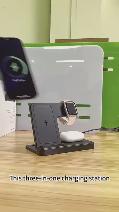 3 In 1 LED Fast Wireless Charger Stand Foldable Charging Station